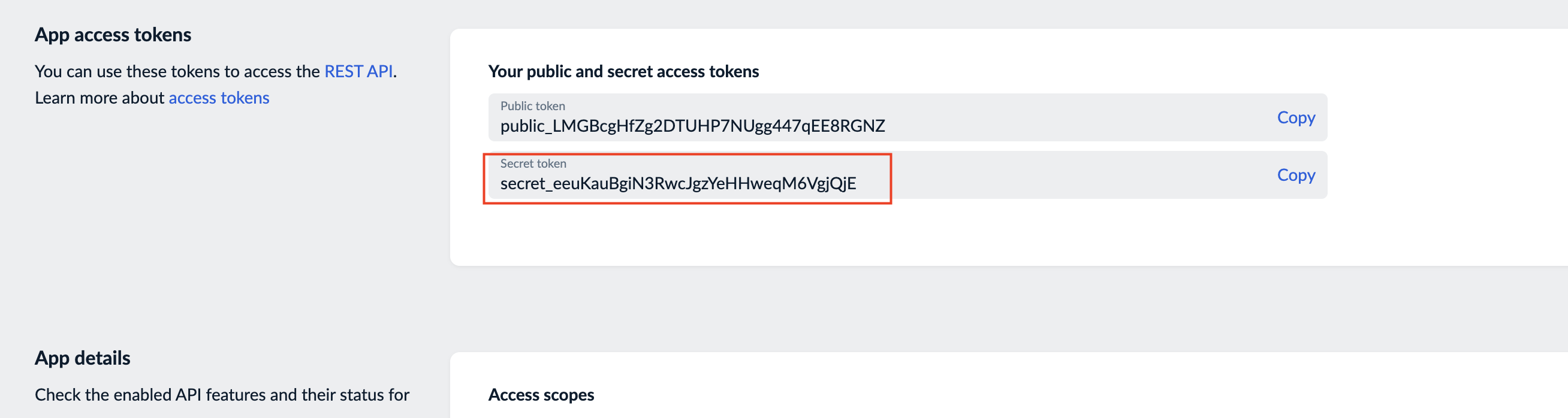 Ecwid app secret token