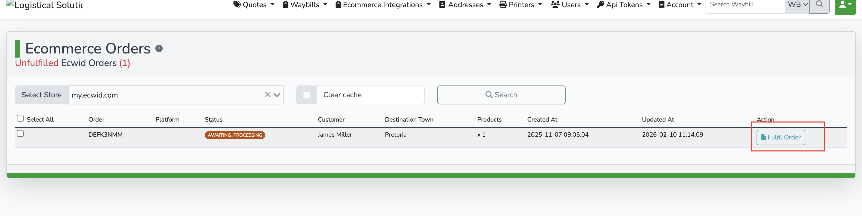 Open Ecwid orders
