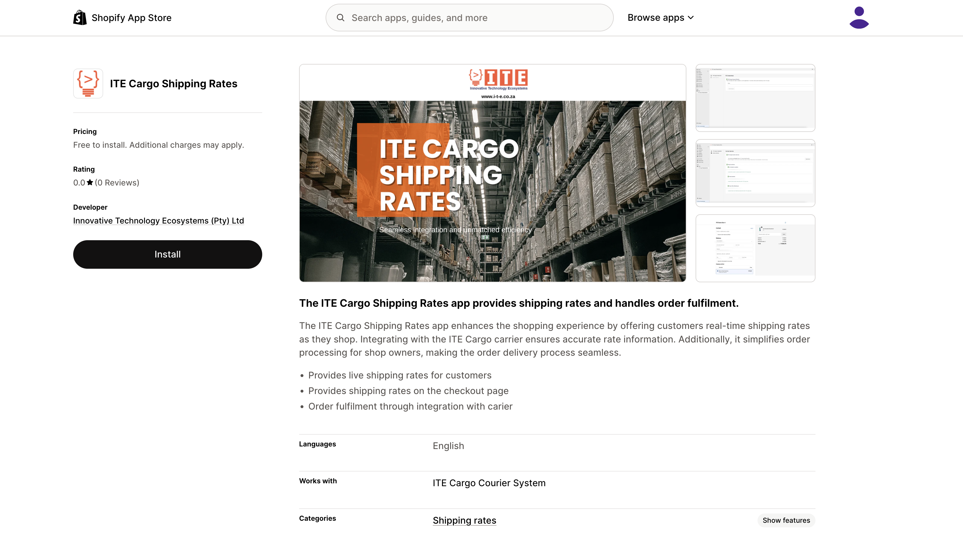 Shopify App Store listing